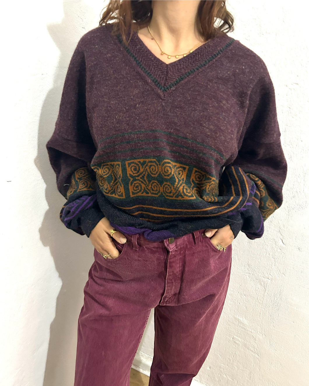 Vintage Pullover Weinrot
