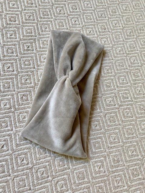 Kinder Stirnband Beige Samt